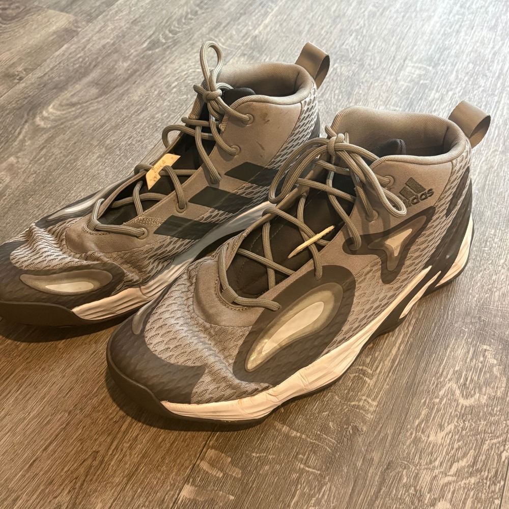 Adidas Mens Exhibit A Size 14 Grey Black Basketball Shoes H68703 Lightstrike